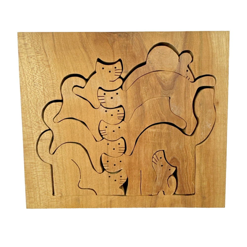 Wooden Cats Mouse Puzzle cat unique purrfect meow